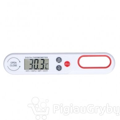 Sulankstomas skaitmeninis maisto termometras su LCD, baltas 5