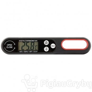 Sulankstomas skaitmeninis maisto termometras su LCD, juodas 1