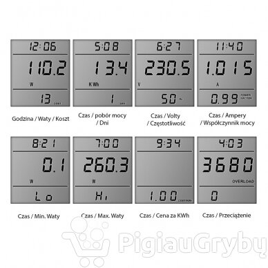Vatmetras - elektros skaitiklis su LCD ekranu 8