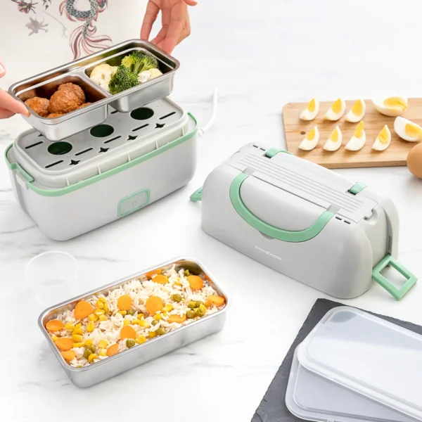 5-beneam-garintuvas-ir-maisto-indai Beneam InnovaGoods garintuvas su nerūdijančio plieno maisto indais ir kiaušinių virimo padėklu
