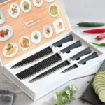 7-swiss-q-peiliu-rinkinys-su-deklu InnovaGoods Swiss·Q Namiutsu Black Shark 4 peilių rinkinys