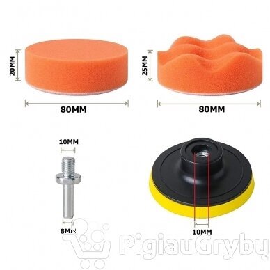 Poliravimo kempinių rinkinys suktukui 80 mm