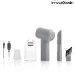 InnovaGoods Recuum V0103291 komplektacija: siurblys, filtras, talpa, antgaliai ir USB laidas