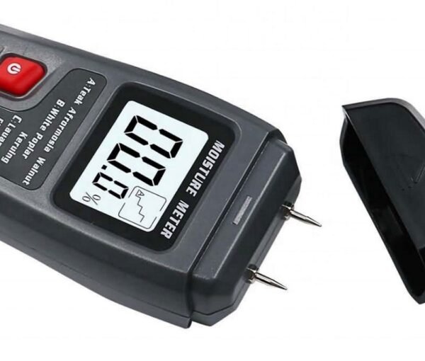 Drėgmės matuoklio AG90A elektrodai ir nuimtas apsauginis dangtelis